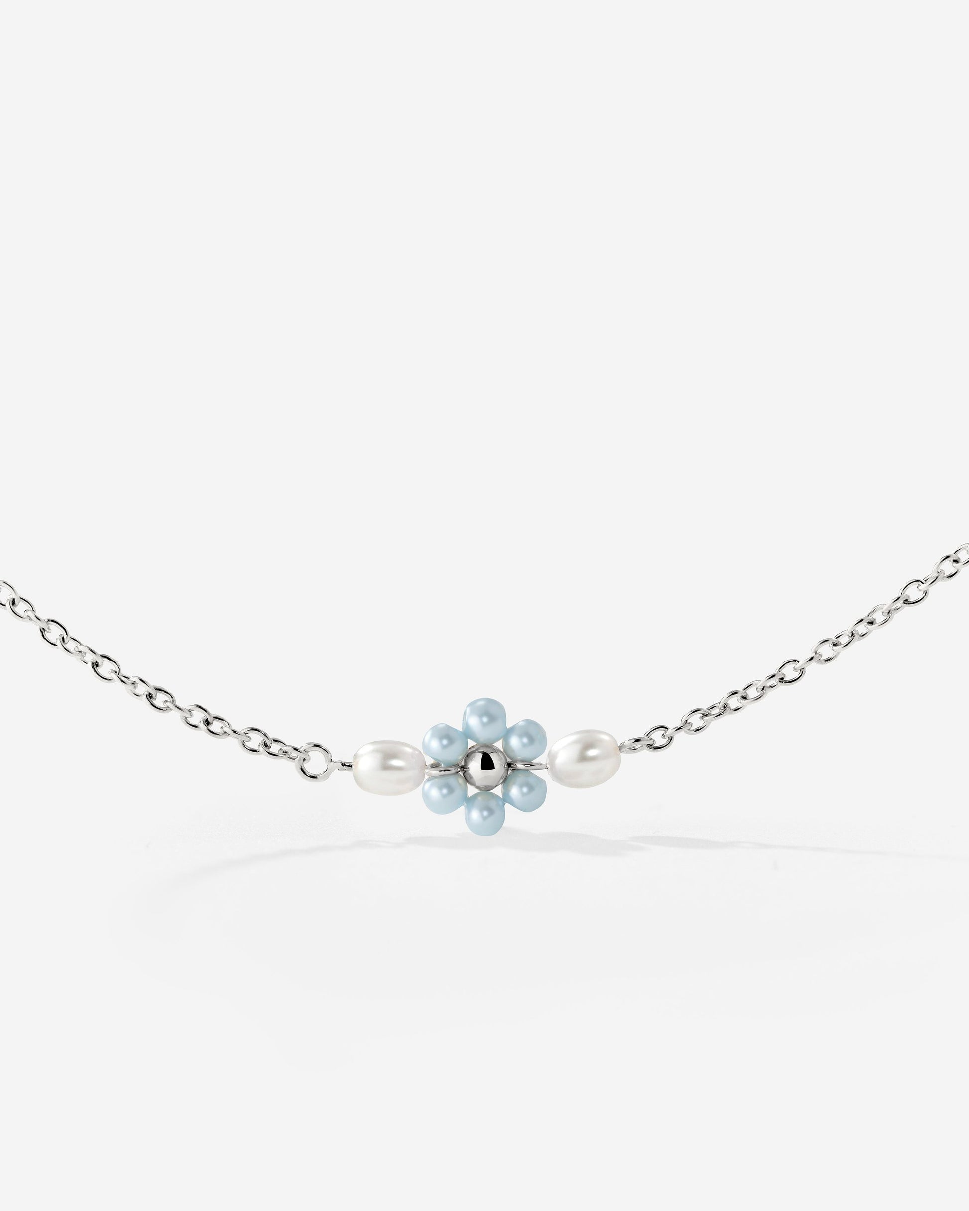 Forever Blue Daisy Necklace Silver
