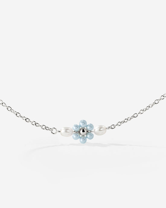 Forever Blue Daisy Necklace Silver