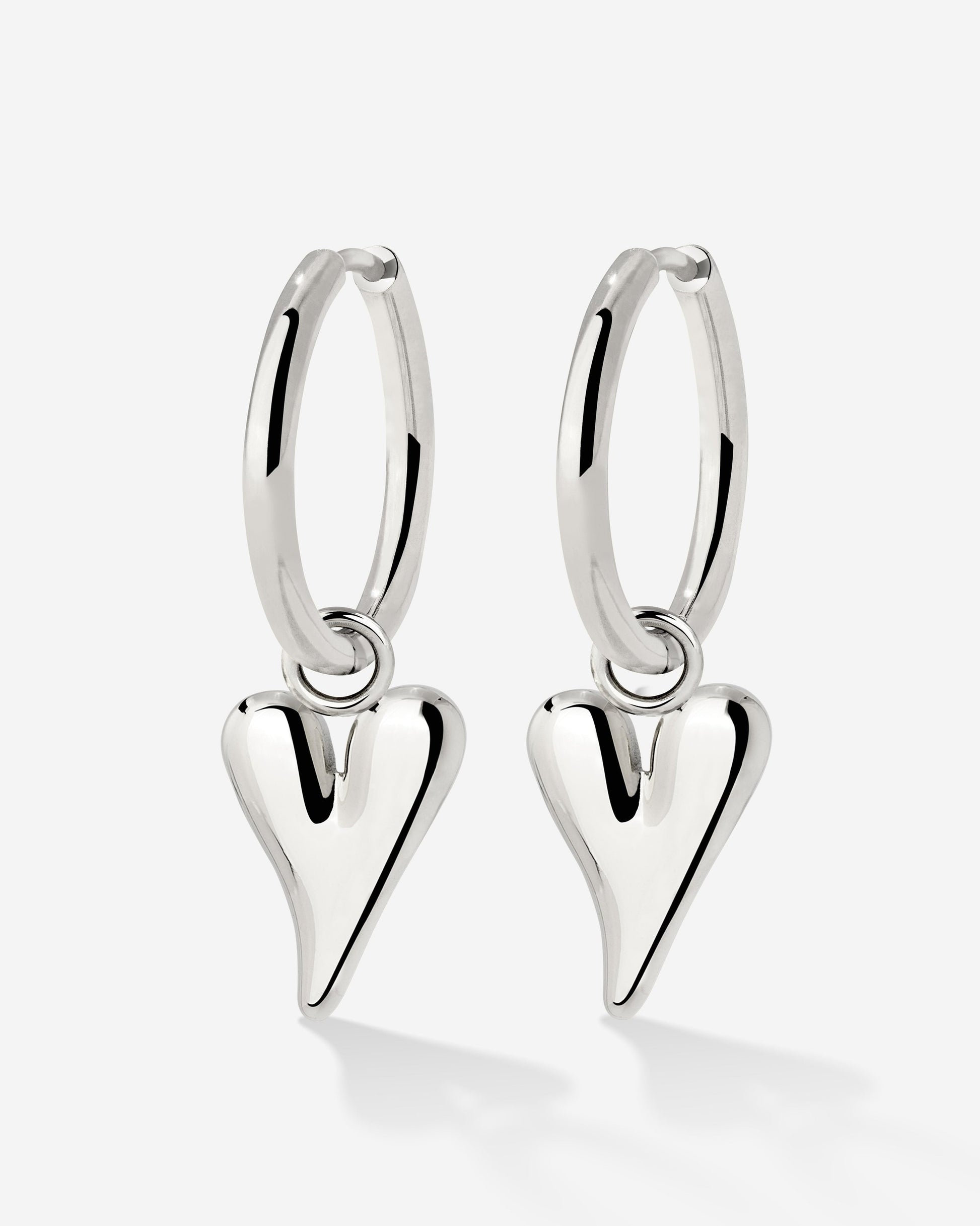 Flowy Heart Hoop Set Medium Silver