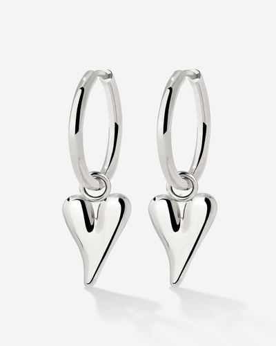Flowy Heart Hoop Set Medium Silver
