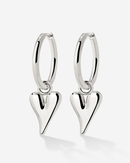 Flowy Heart Hoop Set Medium Silver