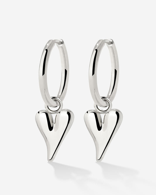 Flowy Heart Hoop Set Medium Silver