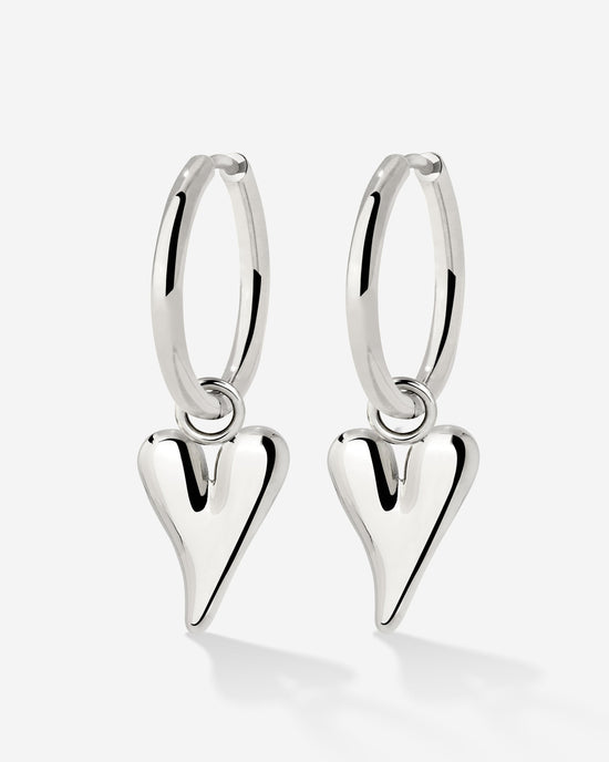 Flowy Heart Hoop Set Medium Silver