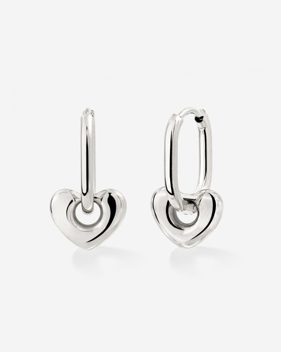 Phat Heart Oval Hoop Set Baby Silver