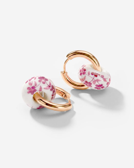 Chunky Pink Flower Tile Hoop Set Medium