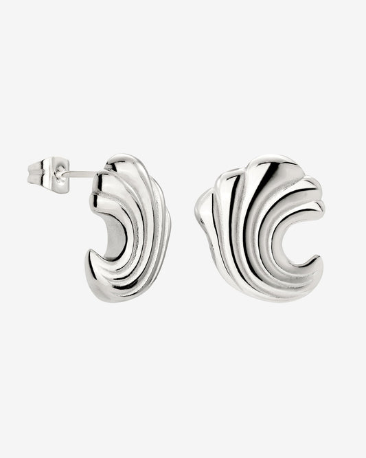 Bold Wave Studs Silver