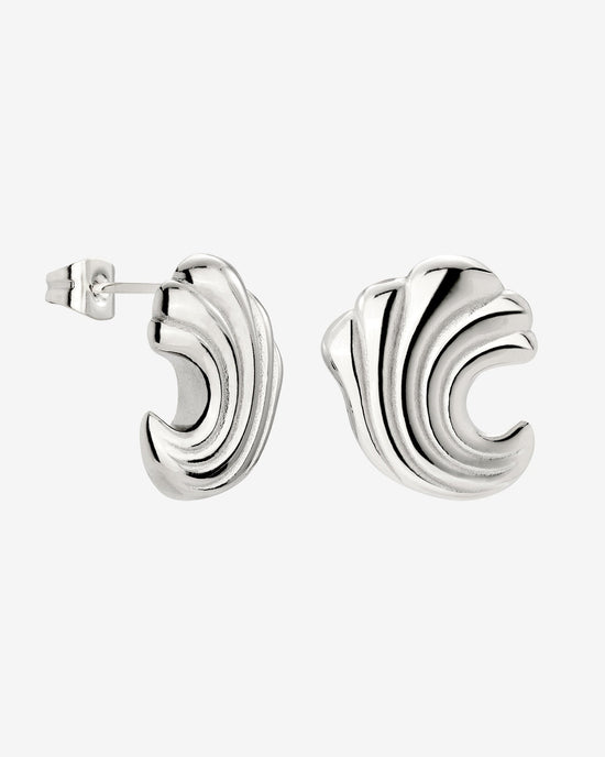 Bold Wave Studs Silver