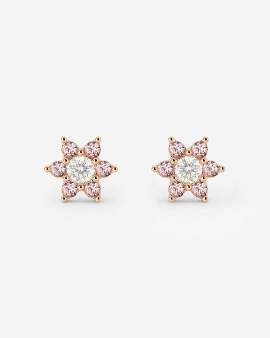 Sparkling Pink Petal Studs Rose Gold