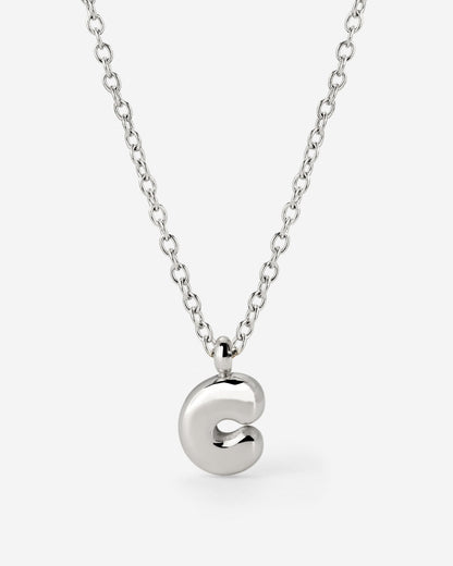 Bubble Letter Necklace Silver