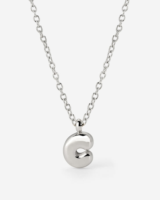 Bubble Letter Necklace Silver