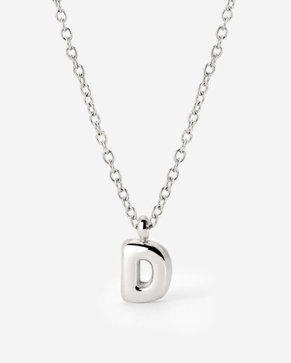 Bubble Letter Necklace Silver