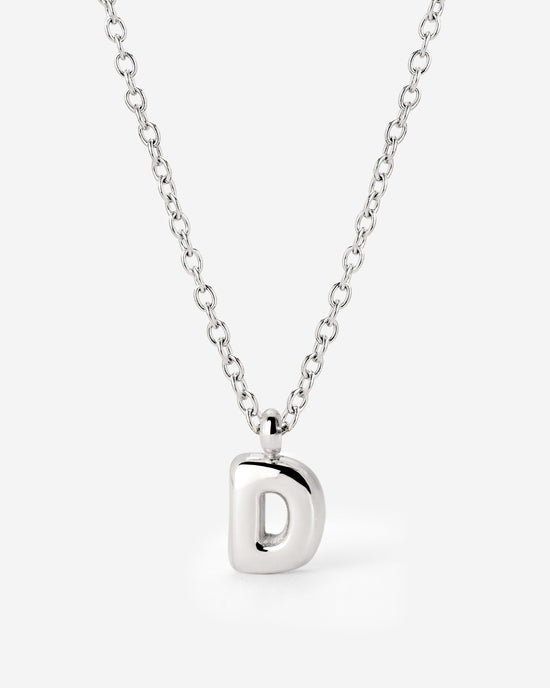 Bubble Letter Necklace Silver