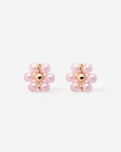 Pretty Pink Daisy Studs Rose Gold