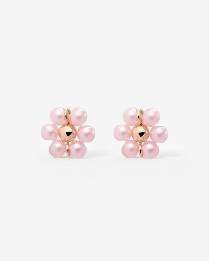 Pretty Pink Daisy Studs Rose Gold