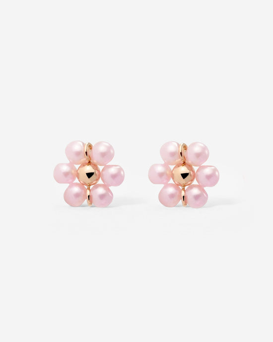 Pretty Pink Daisy Studs Rose Gold