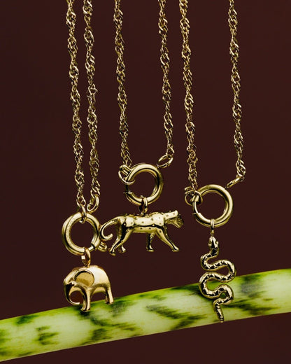 Elephant Singapore Chain Necklace Set Rose Gold