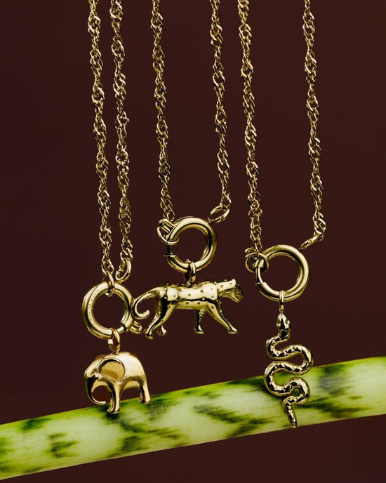 Elephant Singapore Chain Necklace Set Rose Gold