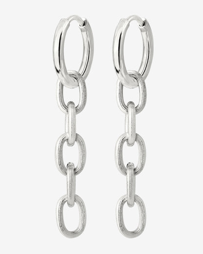 Long Link Hoop Set Small Silver