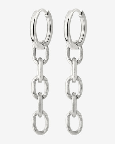 Long Link Hoop Set Small Silver