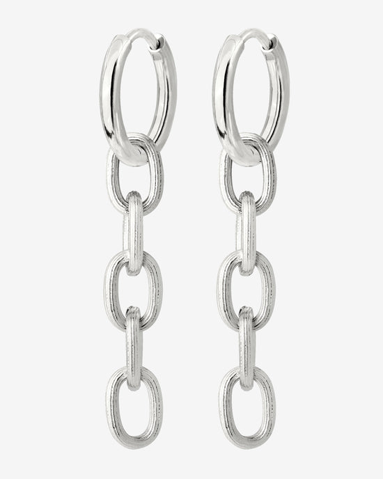 Long Link Hoop Set Small Silver