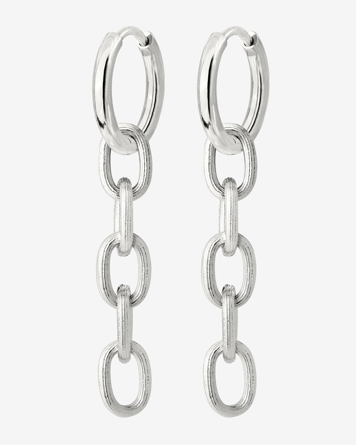 Long Link Hoop Set Small Silver