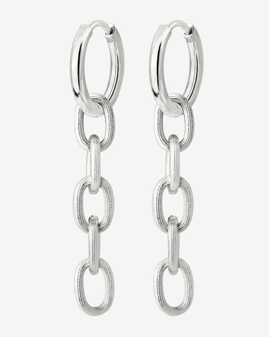 Long Link Hoop Set Small Silver