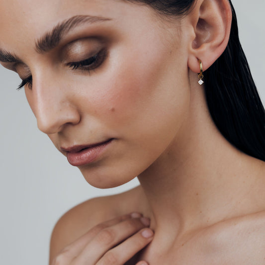 North Star Hoop Set Small Stud Earrings Gold