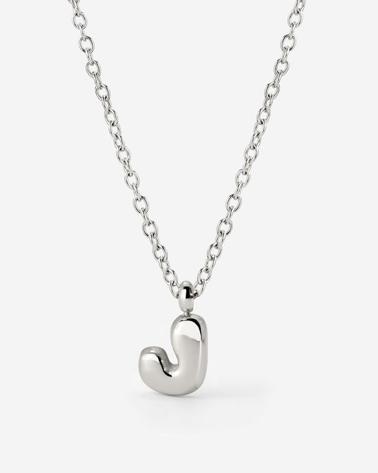 Bubble Letter Necklace Silver