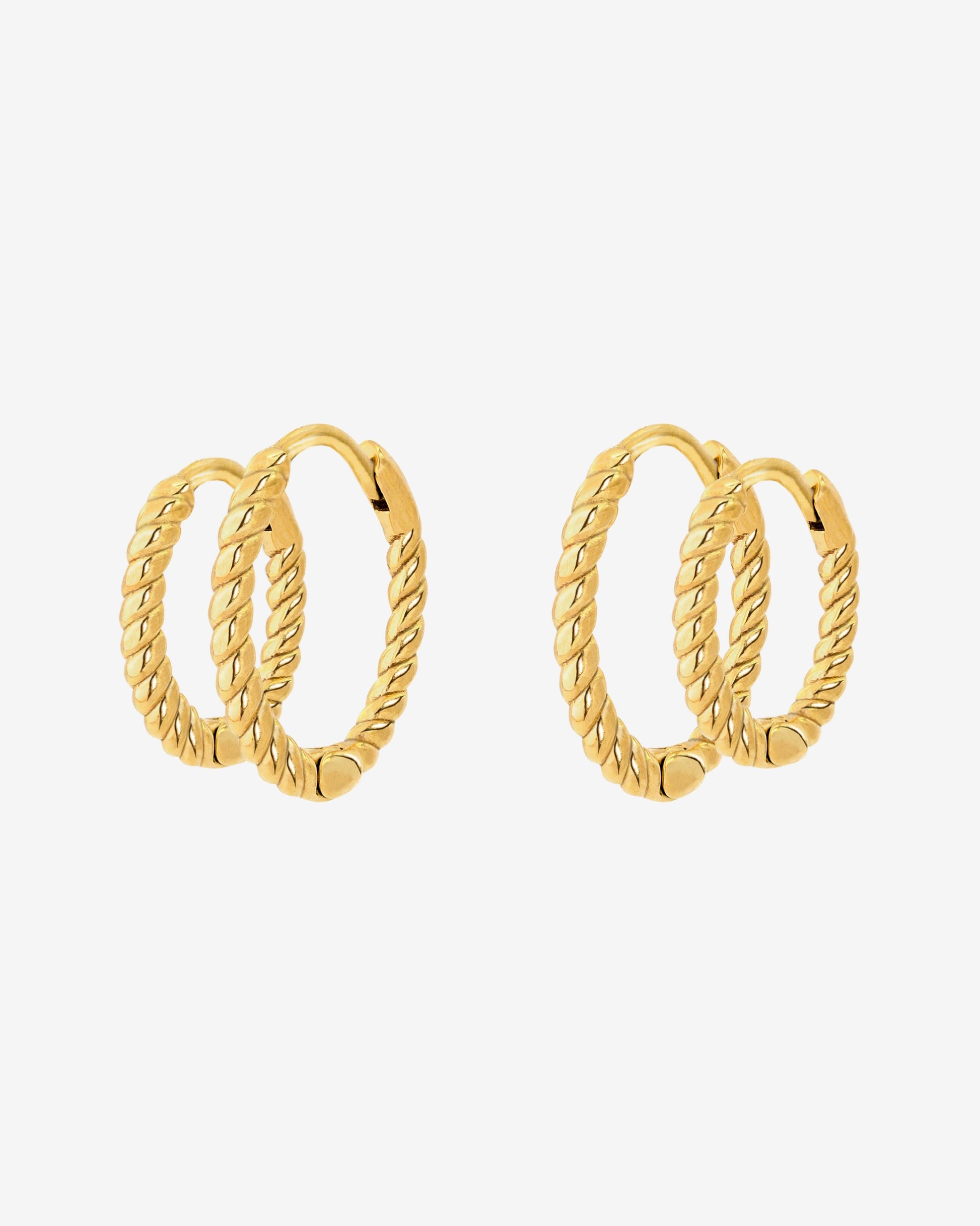 Twisted Hoop Set Small Gold
