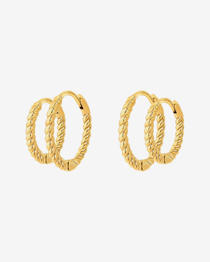 Twisted Hoop Set Small Gold