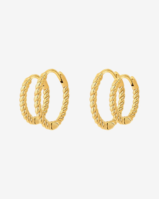 Twisted Hoop Set Small Gold