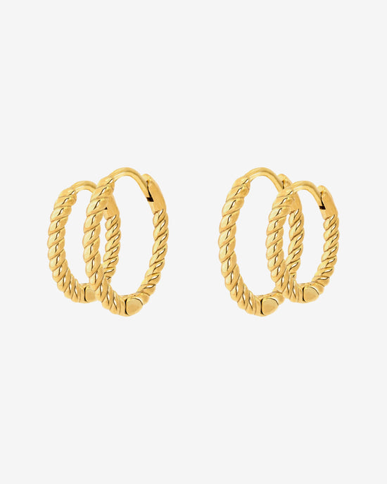 Twisted Hoop Set Small Gold