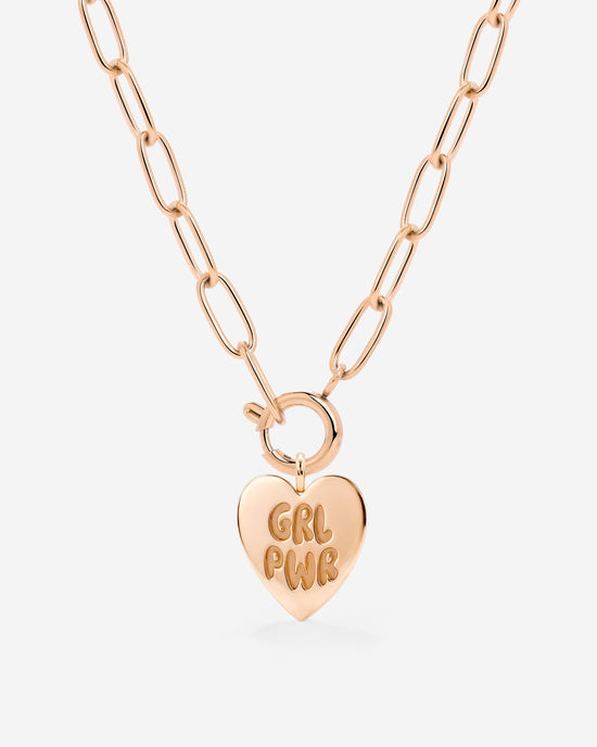 Girl Power Oval Links Necklace Set Rose Gold