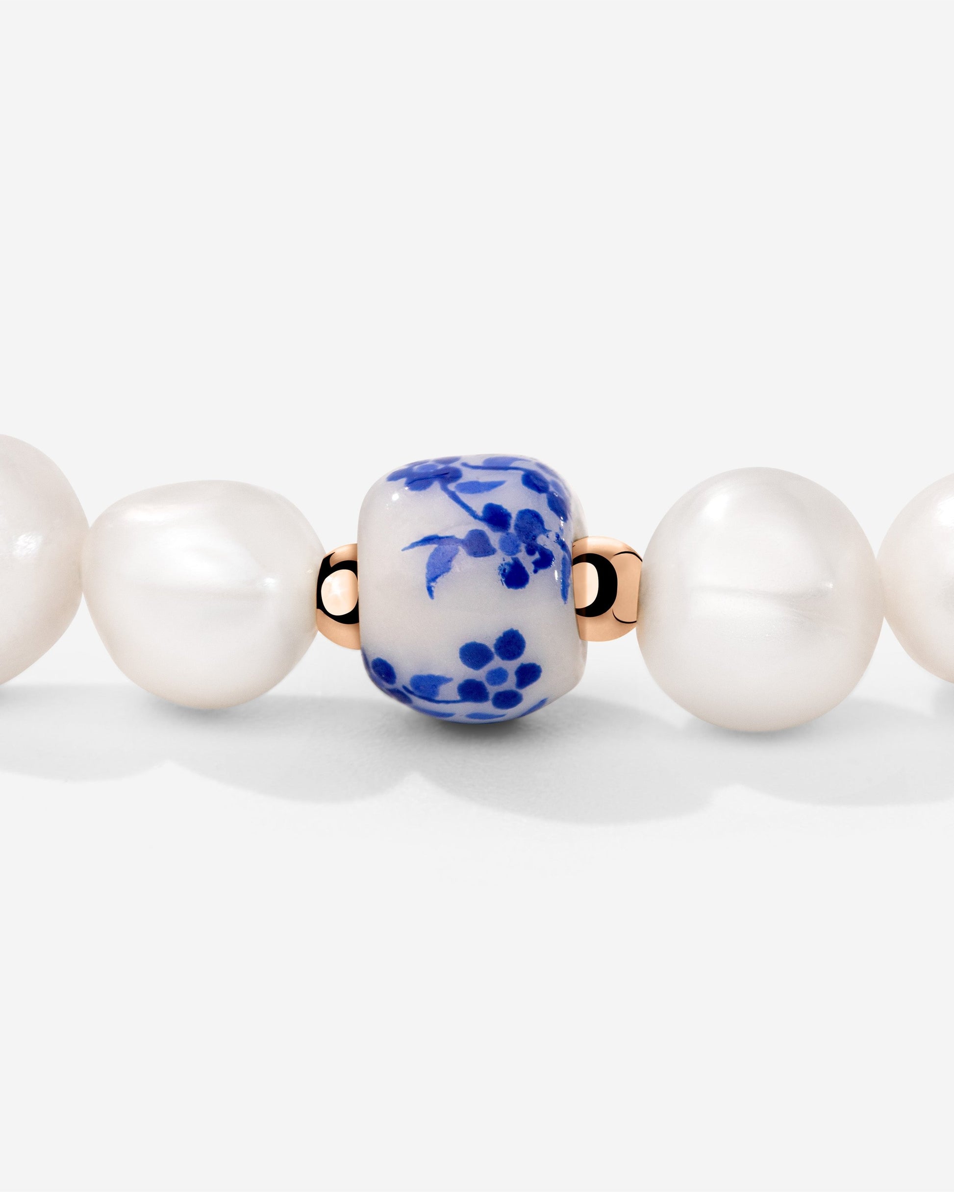 Flower Tile Pearl Bracelet Rose Gold