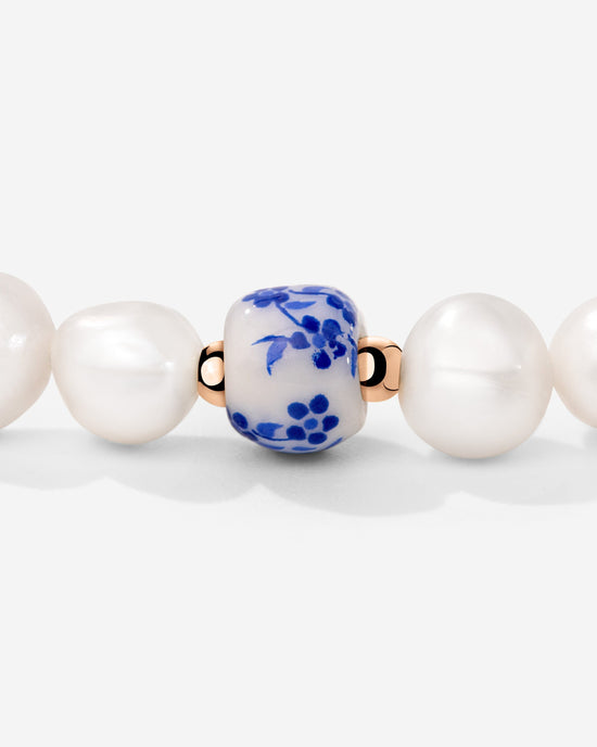 Flower Tile Pearl Bracelet Rose Gold