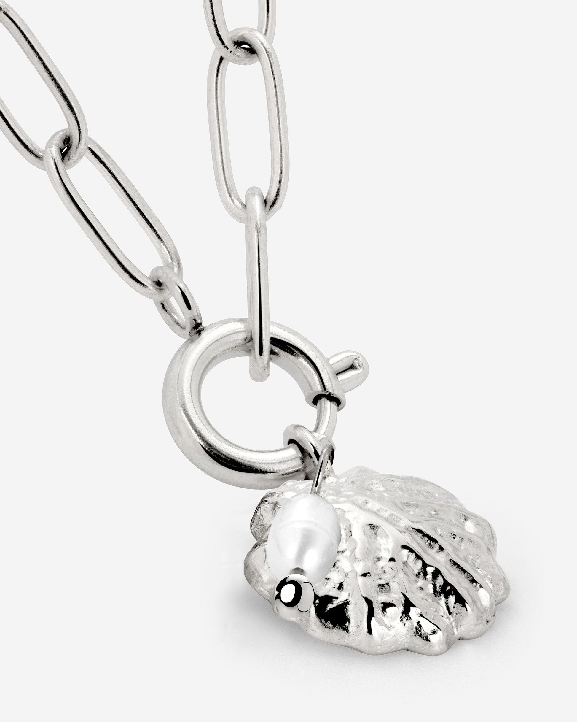 Ocean Lovers Oval Links Necklace Set Silver