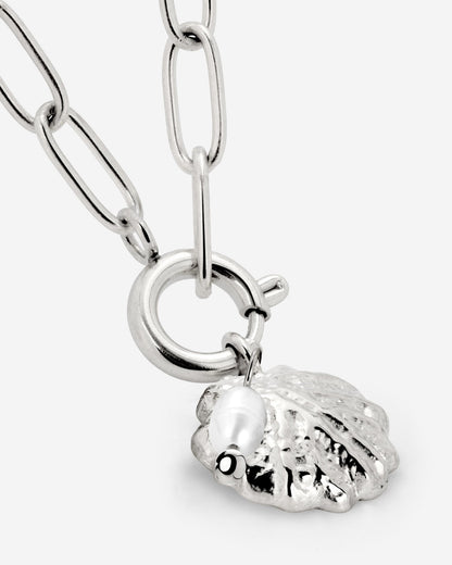 Ocean Lovers Oval Links Necklace Set Silver