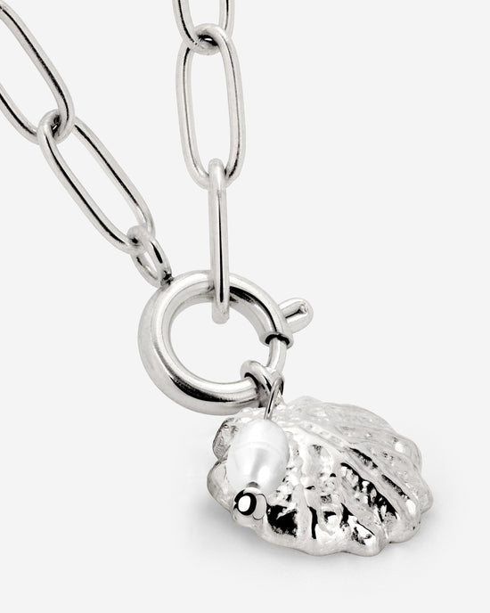 Ocean Lovers Oval Links Necklace Set Silver