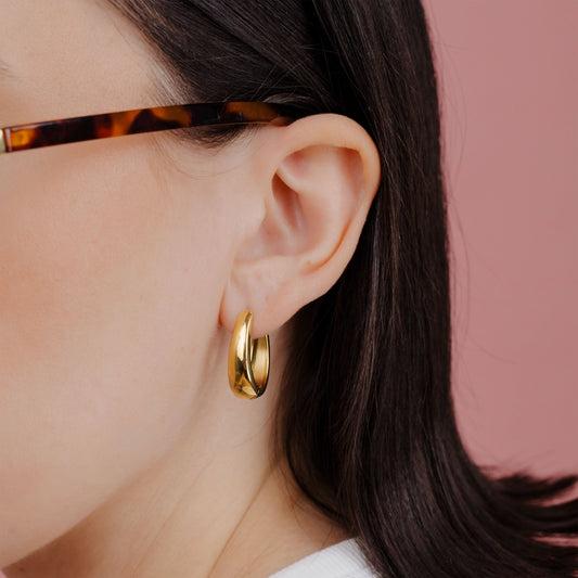 Seeker Hoops Medium Stud Earrings Gold