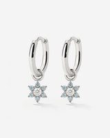 Blue Petal Hoop Set Small Silver