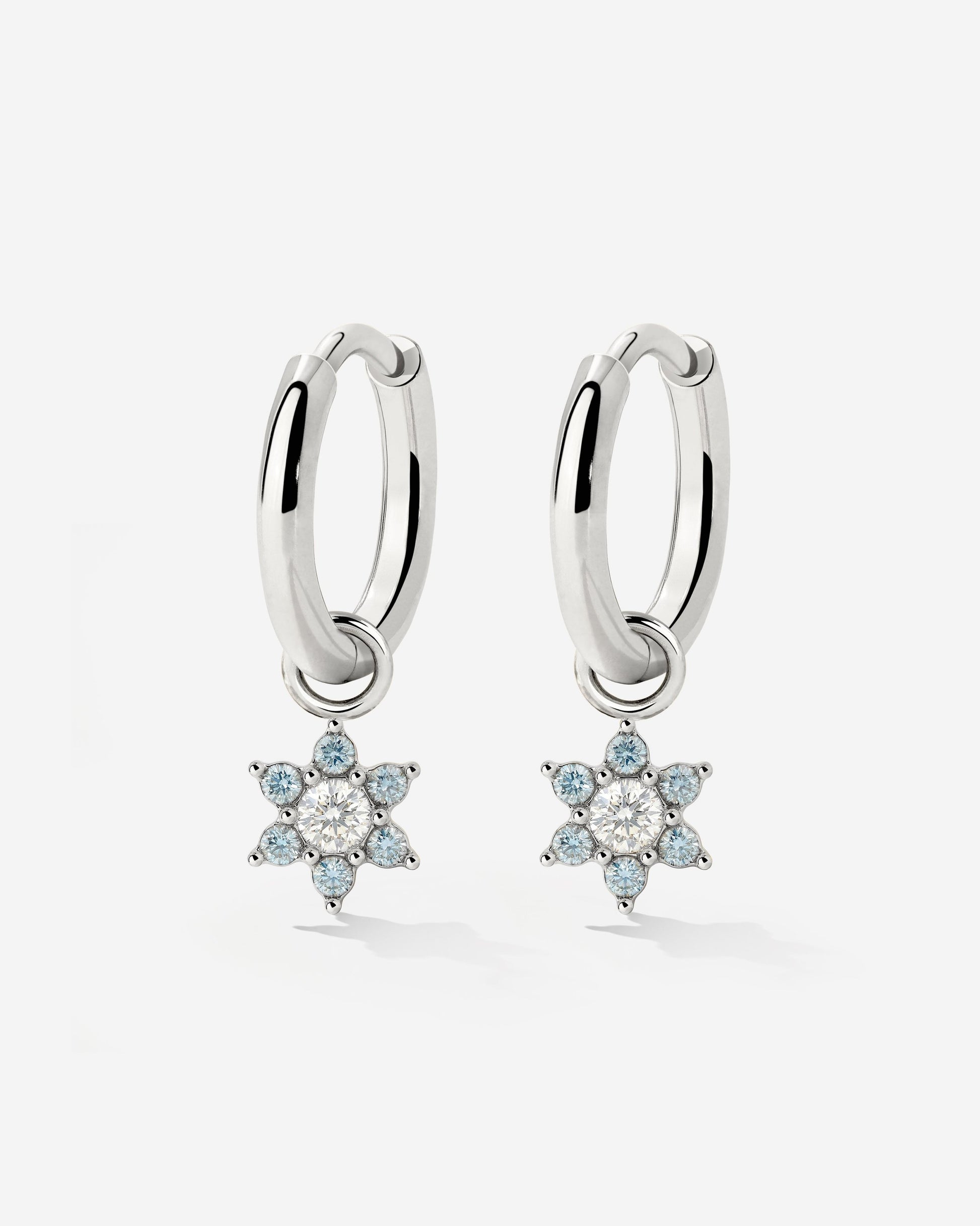 Blue Petal Hoop Set Small Silver
