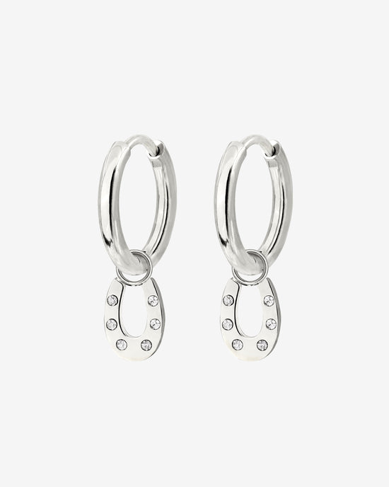 Blinged Horseshoe Hoop Set Small Silver