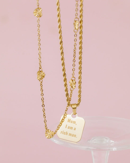 Mom, I am a rich man Necklace Silver