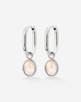 Blush Quartz Oval Hoop Set Baby Silver