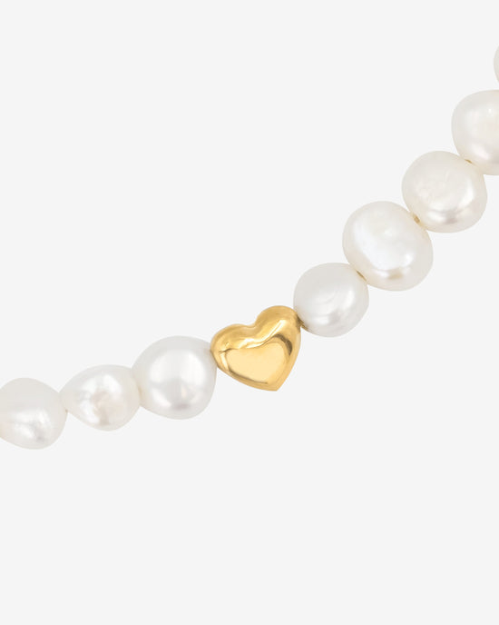 Retro Love Pearl Necklace Gold