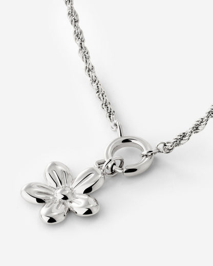 Blossom Rope Chain Necklace Set Silver