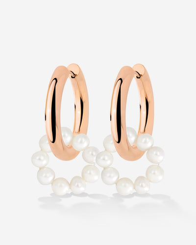 Pearly Donut Hoop Set Rose Gold