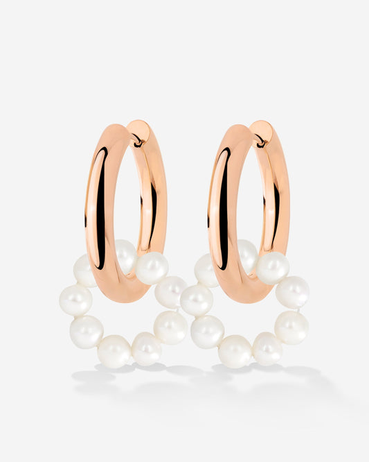 Pearly Donut Hoop Set Rose Gold