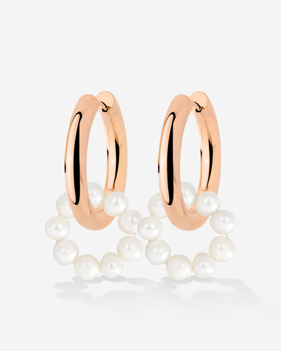 Pearly Donut Hoop Set Rose Gold