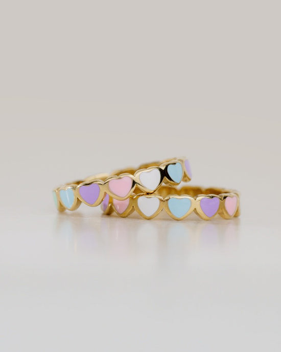 Pastel Hearts Ring Silver
